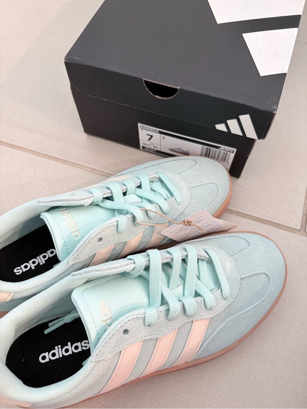adidas Light Mint & Pale Pink Low-Top Sneakers